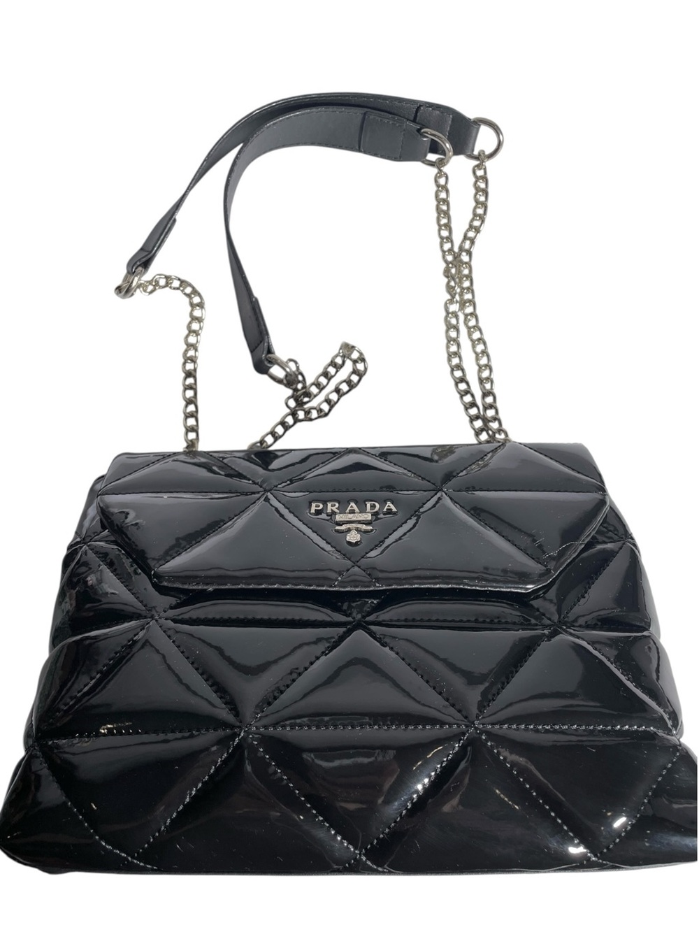 🖤 Black Patent Quilted Chain Shoulder Bag 🖤 - Picture 8 of 11